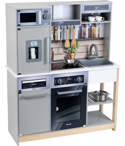 מטבח עץ גדול לילדים Miele עם אורות וצלילים, תנור, מיקרו, מכונת קפה, כיור + 11 אביזרים 3