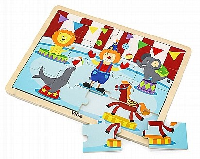 פאזל 16 חלקים מעץ עם מסגרת - קרקס 2