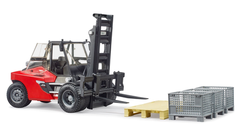 מלגזה כבדה לינדה Linde HT160 אדומה + משטח ו 3 כלובי הרמה 3