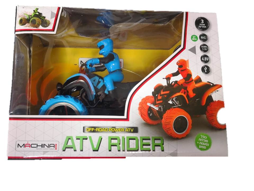 טרקטורון שטח ATV RIDER על שלט רחוק עם דמות רוכב וסוללות נטענות- כחול 3