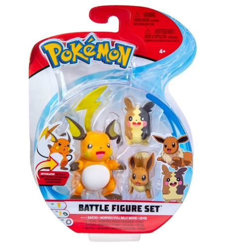 מארז 3 דמויות פעולה - RAICHU + MORPEKO + EEVEE מפוקימון  1