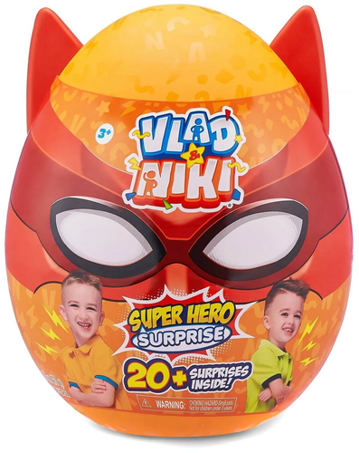 להיט במהדורה מיוחדת - ביצת הפתעה ענקית Vlad and Niki עם מעל 20 הפתעות בפנים בנושא גיבורי על - אדום 2