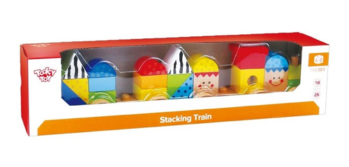 רכבת עץ בעלת 3 קרונות עם 23 אבני בניה במגוון צורות וצבעים עם חוט משיכה  3