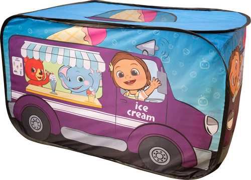 אוהל קוקומלון בעיצוב אוטו גלידה סגול עם דמויות מאוירות וחלון גג  1