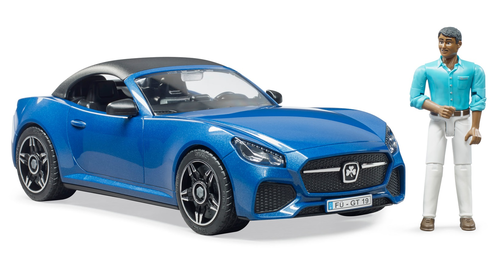 מכונית דו-מושבית Roadster GT עם גלגלים ניתנים להסרה + דמות - כחול 1
