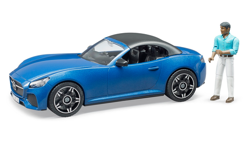 מכונית דו-מושבית Roadster GT עם גלגלים ניתנים להסרה + דמות - כחול 2