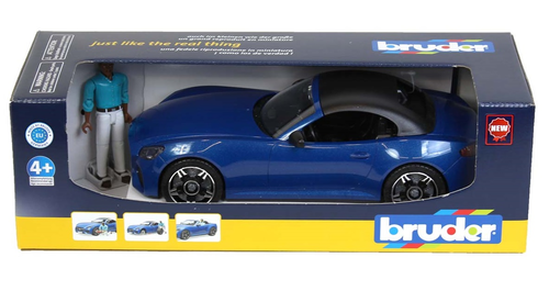 מכונית דו-מושבית Roadster GT עם גלגלים ניתנים להסרה + דמות - כחול 5