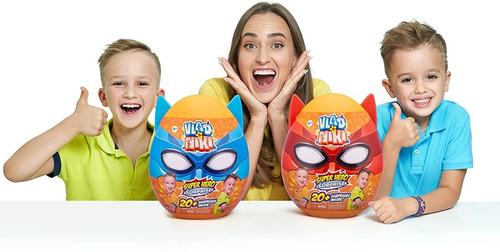 להיט במהדורה מיוחדת - ביצת הפתעה ענקית Vlad and Niki עם מעל 20 הפתעות בפנים בנושא גיבורי על - כחול 5