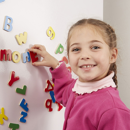 סט כפול מגנטים אותיות ה ABC ומספרים מעץ 89 חלקים בקופסאות עץ רב פעמית 3