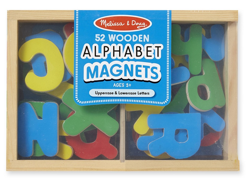 סט כפול מגנטים אותיות ה ABC ומספרים מעץ 89 חלקים בקופסאות עץ רב פעמית 5