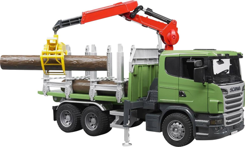 משאית להובלת בולי עץ Scania ירוקה עם מנוף + אביזרים 2