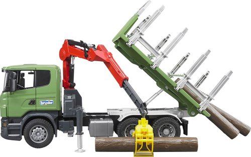 משאית להובלת בולי עץ Scania ירוקה עם מנוף + אביזרים 3