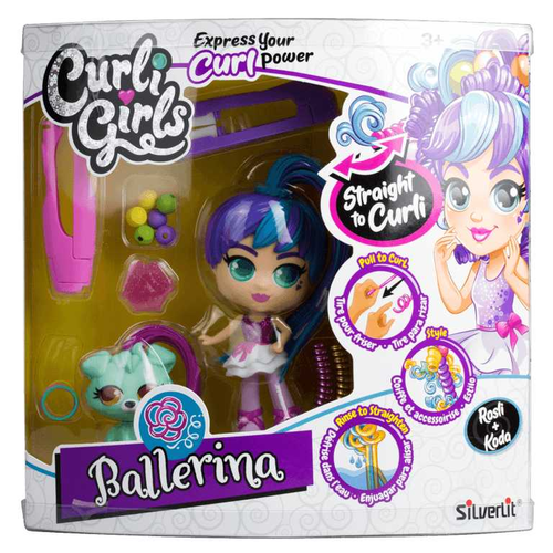 בובת רקדנית בלרינה מסדרת Curli Girls ובובת כלב עם שיער שכיף לעצב כולל אביזרים - רוזלי וקודה 5