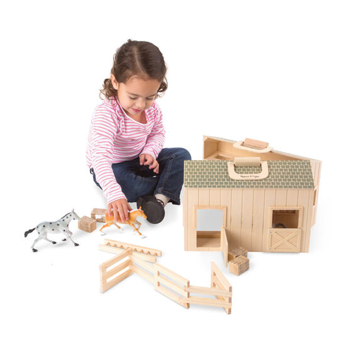 אורוות עץ מתקפלת + 4 סוסי משחק 8