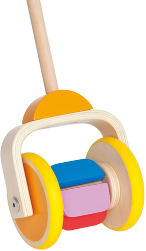 משחק דחיפה מעודד הליכה עם גלגלים שקטים מעץ - קשת הצבעים 2