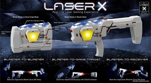 ערכת קרב לייזר טאג LASER X לשני שחקנים עם שני רובי לייזר שמתקפלים למטרת פגיעה 5