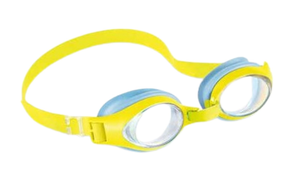 משקפי שחייה לילדים JUNIOR בגיל 3-8 עם עדשות UV ורצועה מתכווננת - צהוב/תכלת