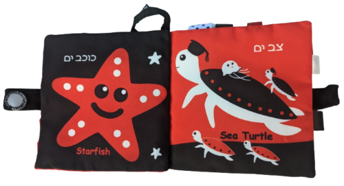 ספר תחושות דו-לשוני עם תגיות, מראה ורצועת תליה - גילויים באוקיינוס 2