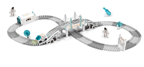 תחנת חלל 192 חלקים עם מסלול גמיש, 2 אסטרונאוטים ורכב חלל עם אורות וזרקור כוכבים  1
