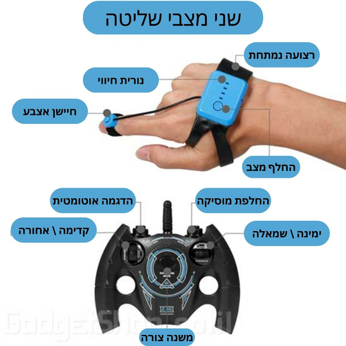 מכונית פעלולים בעלת מפרקים המאפשרים נסיעה לכל כיוון עם אורות ומוסיקה, כולל צמיד לשליטה מלאה- ירוק 2