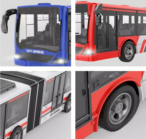 אוטובוס אקורדיון עירוני עם שלט רחוק, אורות קדמיים וטעינת USB - כתום כחול 4