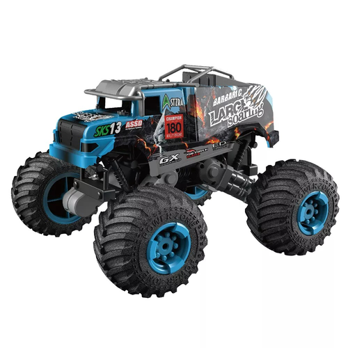 ג'יפ שטח ענק על שלט עם גלגלי גומי 4X4 מסדרת MONSTER PRO - כחול 1