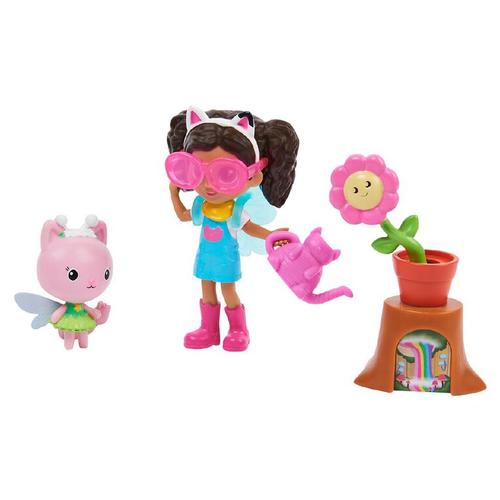 סט משחק עם דמות גבי מבית הבובות ודמות של חתול פיה בגינה עם אביזרים 2
