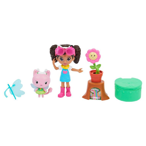 סט משחק עם דמות גבי מבית הבובות ודמות של חתול פיה בגינה עם אביזרים 3