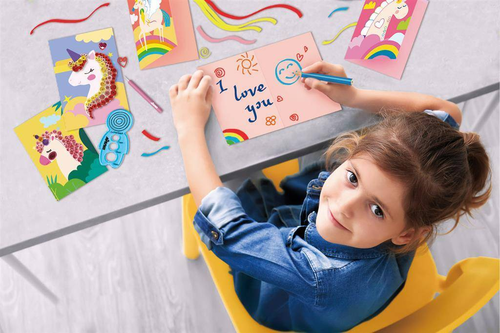 ערכה להכנת כרטיסי ברכה בעיצוב חד קרן באמנות הקווילינג לילדים 3