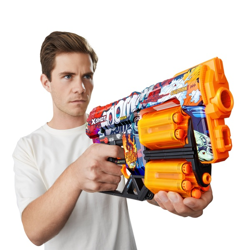 רובה ילדים אקס שוט SKINS כולל 12 חיצי ספוג למשחקי מלחמה עם חברים בחצר - BOOM כתום 3