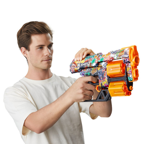 רובה ילדים אקס שוט SKINS כולל 12 חיצי ספוג למשחקי מלחמה עם חברים בחצר - SKETCH 3