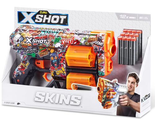 רובה ילדים אקס שוט SKINS כולל 12 חיצי ספוג למשחקי מלחמה עם חברים בחצר - SKETCH 4