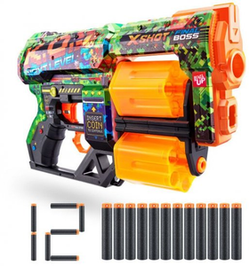רובה ילדים אקס שוט SKINS כולל 12 חיצי ספוג למשחקי מלחמה עם חברים בחצר - K.O.