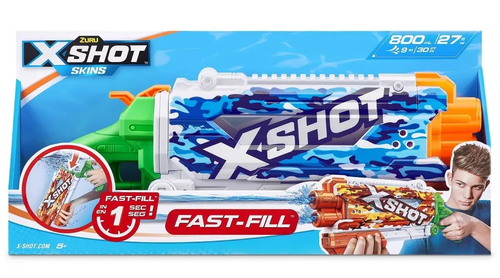 אקדח מים אקס שוט סקינים, סילון כפול, טווח של 9 מ' ומנגנון מילוי מהיר FAST-FILL - כחול 4