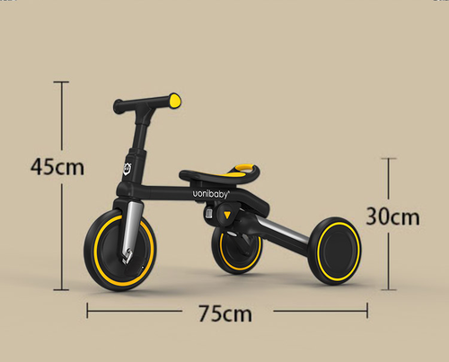 תלת אופן 4 ב 1 מתקפל הופך לאופני איזון Trike-Bike rolloGo - שחור/צהוב 4