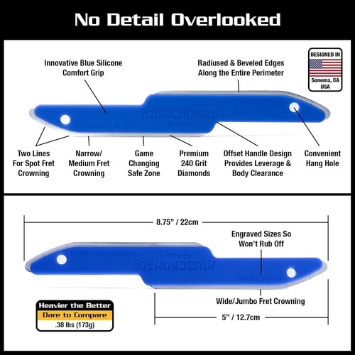 מכשיר לשיוף פרטים Music Nomad Diamond Coated Safe Zone Fret Crowning File MN850