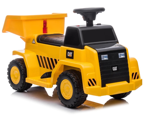 בימבה משאית עפר CAT ממונעת 6V לפעטות עם ארגז מתרומם ואפקטים קוליים בעברית 1