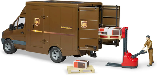 רכב משלוחים UPS דגם ספרינטר חום עם נהג, מזלג הרמה ואביזרים 2