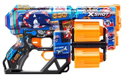 רובה ילדים אקס שוט SKINS כולל 12 חיצי ספוג למשחקי מלחמה עם חברים בחצר - SONIC SUPER SPEED 1