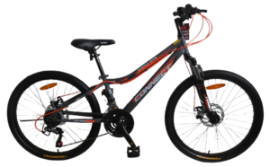 אופני הרים לילדים קונקט MTB במידה "20 עם 6 הילוכים, בלמי דיסק ובולם זעזועים קדמי - אפור/כתום