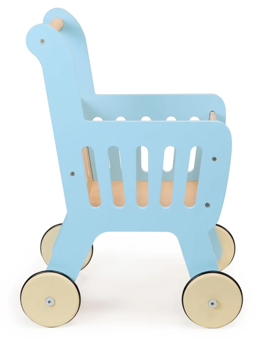עגלת קניות / סופר מעץ עם פסי גומי בגלגלים 2