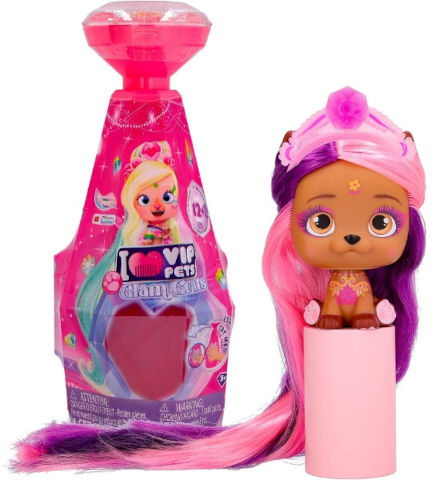 סדרת היהלום הנוצץ VIP Pets בובה בהפתעה בעלת שיער ארוך ונוצץ ומגוון אביזרים לעיצוב השיער  1