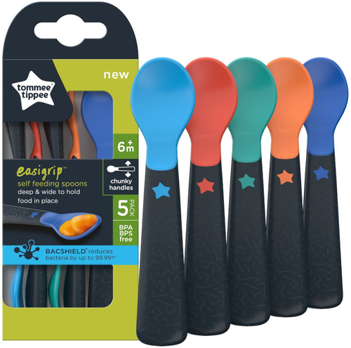 5 כפיות האכלה צבעוניות ורכות לתינוק easygrip נוחות לאחיזה (6 חודשים+) 2