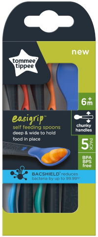 5 כפיות האכלה צבעוניות ורכות לתינוק easygrip נוחות לאחיזה (6 חודשים+) 3