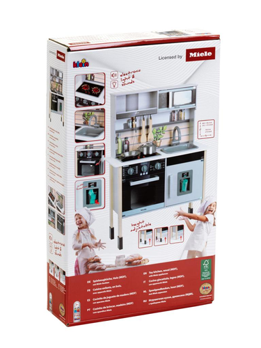מטבח מעץ לילדים Miele עם מקרר, מתקן קרח, תנור, מיקרו ואורות וצלילים + 6 אביזרים 4