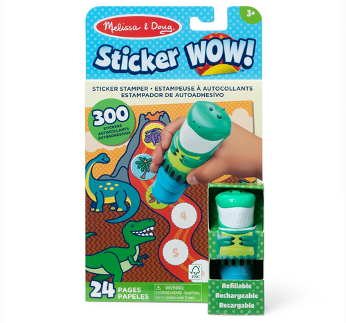 Sticker WOW! חוברת מדבקות 24 דפים עם מכשיר הדבקה אוטומטי ו 300 מדבקות - אולי הדינוזאור 1