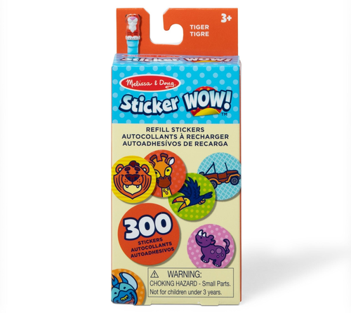 Sticker WOW! סט מילוי 300 מדבקות למכשיר הדבקה אוטומטי - נמר וחיות הספארי 1