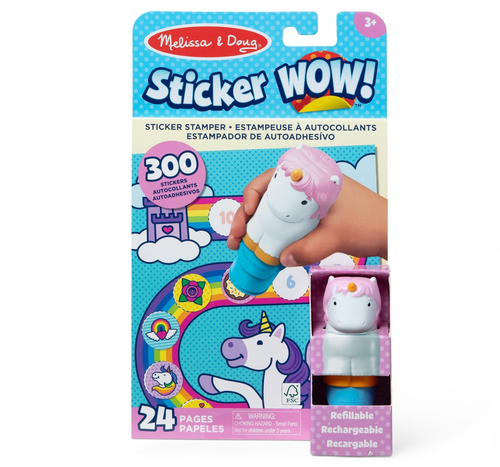Sticker WOW! חוברת מדבקות 24 דפים עם מכשיר הדבקה אוטומטי ו 300 מדבקות - קאפקייק חד הקרן 1