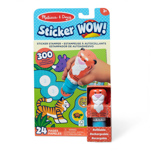 Sticker WOW! חוברת מדבקות 24 דפים עם מכשיר הדבקה אוטומטי ו 300 מדבקות - פמפקין הנמר וחיות הספארי 1