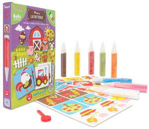 ערכת יצירה לילדים: 30 כרטיסיות משחק זיכרון "חוות החיות" עם 8 עטי חול צבעוניים
